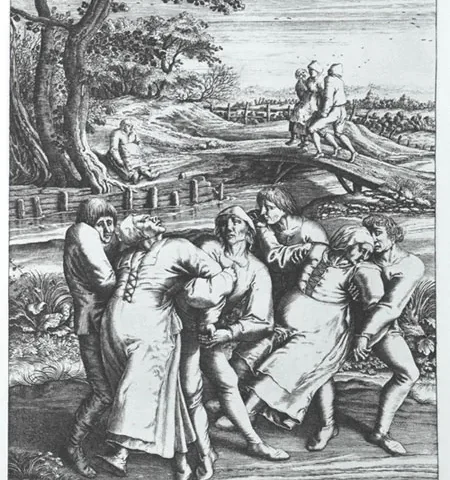 Historical illustration of dancing mania in early modern Europe