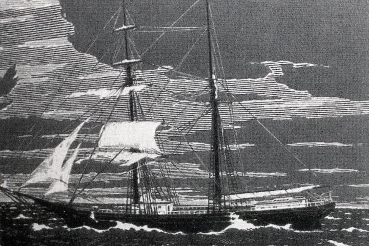 Engraving of the sailing ship Mary Celeste
