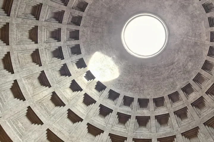 Coffered concrete dome and oculus inside Rome’s Pantheon