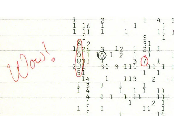 Radio telescope printout of the 1977 Wow signal